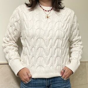 White Cable Knit Sweater